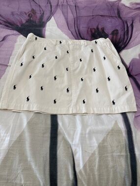 Ralph Lauren White Mini Skirt with Blue  Polo Embroidery